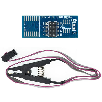 Kit Programador USB CH341A/CH341B 24/25 Series EEPROM Flash BIOS + Clip Test SOIC8/SOP8