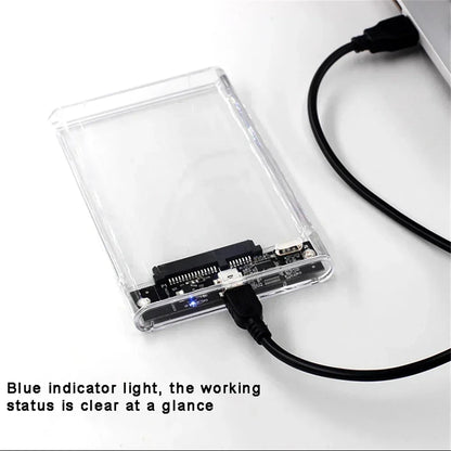 Carcasa Externa USB 3.0/Tipo C para Disco Duro HDD/SSD SATA 2.5" (5Gbps, Transparente, Tool-Free) Caja Harddisk