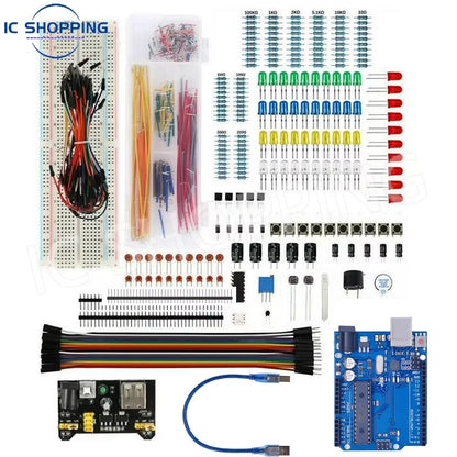 Kit Inicio Electrónica DIY (830 Piezas) para Arduino UNO R3 (Incluye Protoboard y Componentes)