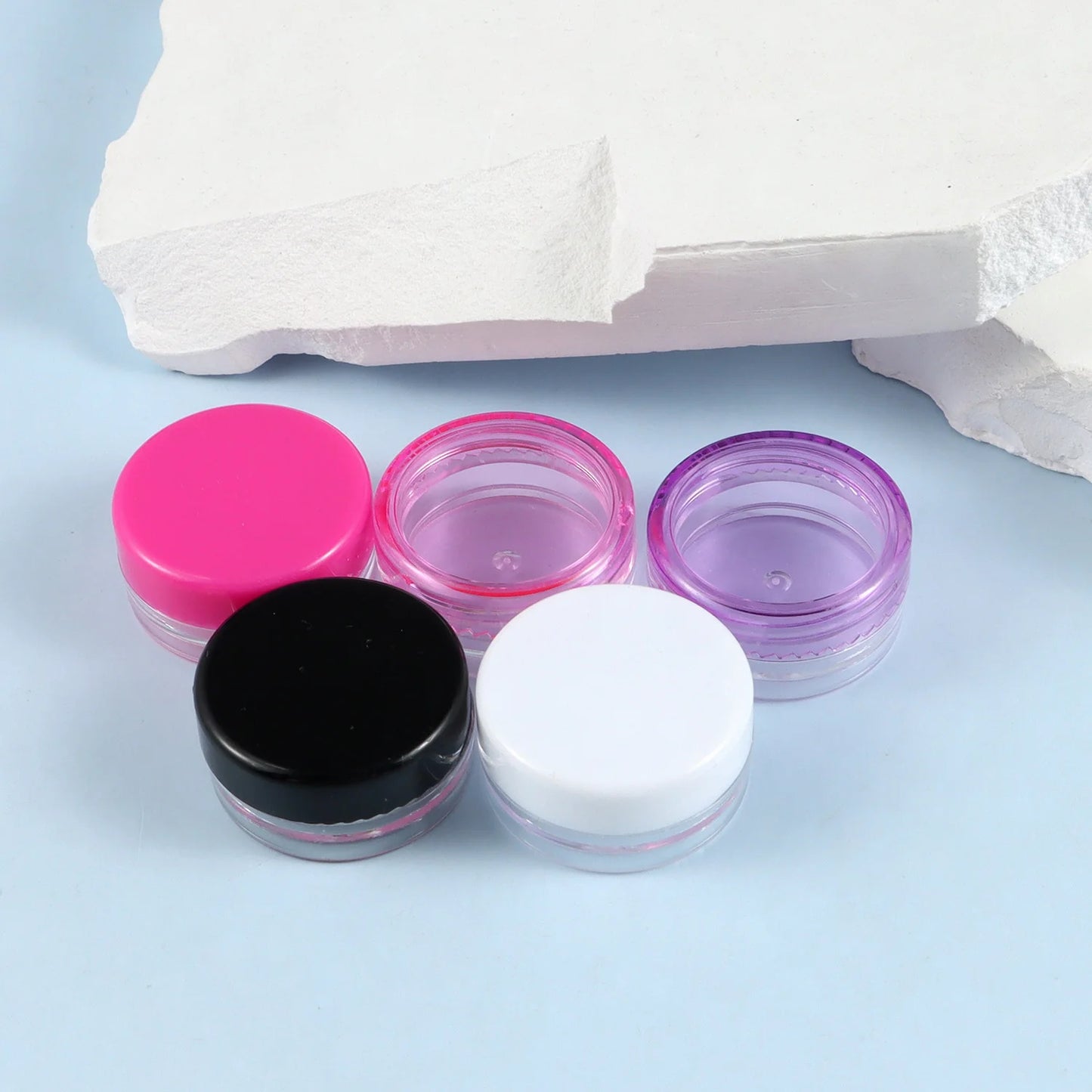 Mini Caja Plástico Redonda Translúcida para Almacenamiento Embalaje Joyería (3x1.5cm, A Prueba Polvo, Durable) (Lote 10 Unidades)