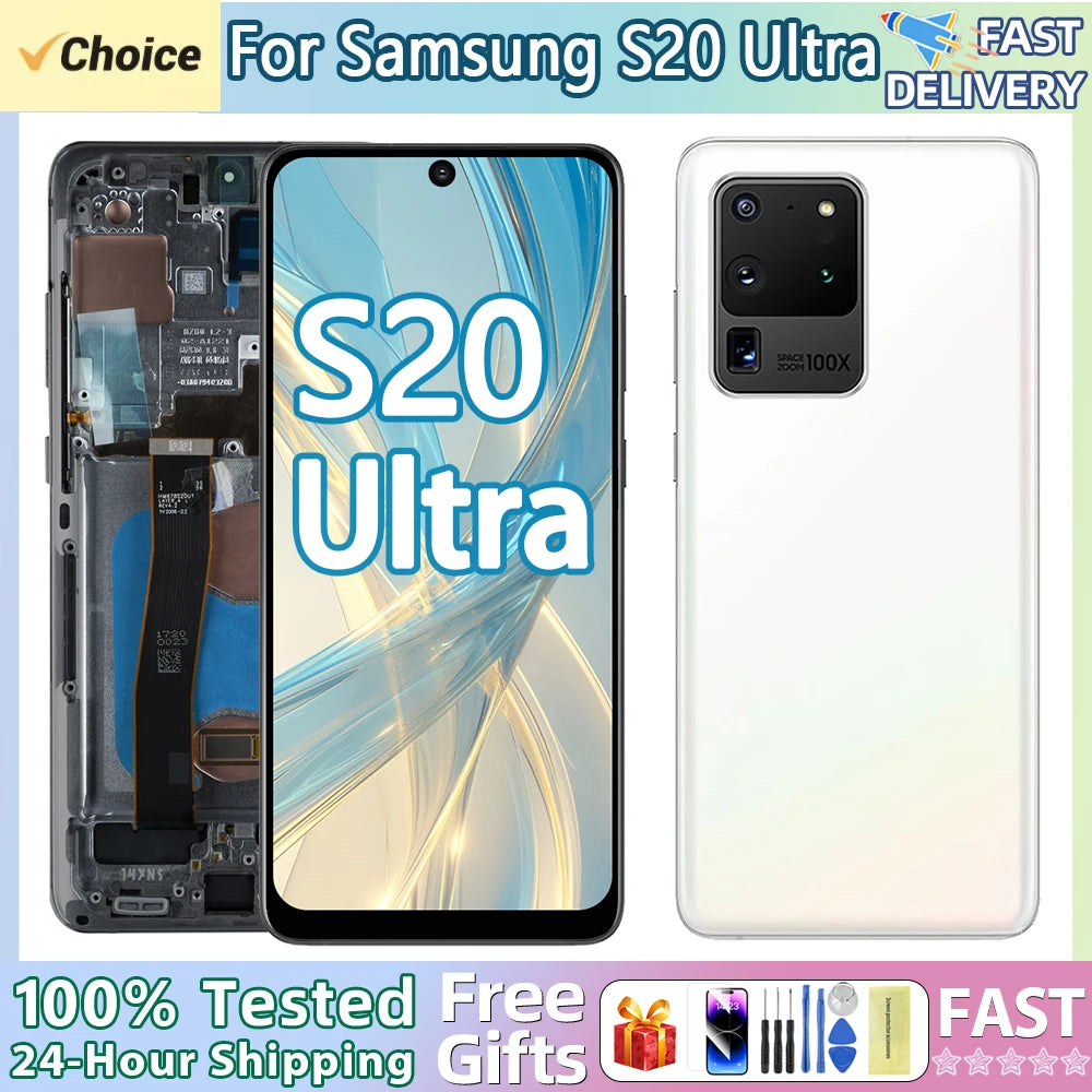 Reemplazo Super AMOLED de 6,9 pulgadas para Samsung S20 Ultra SM-G988B/DS pantalla táctil LCD S20 Ultra 5G
