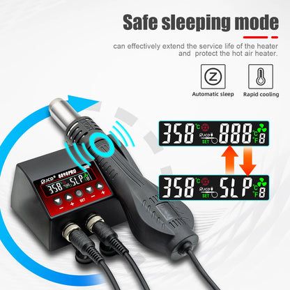 Estación de Soldadura 2 en 1 (Cautín + Pistola Aire Caliente) 750W para Reparación BGA/SMD (Modelo JCD 8898)
