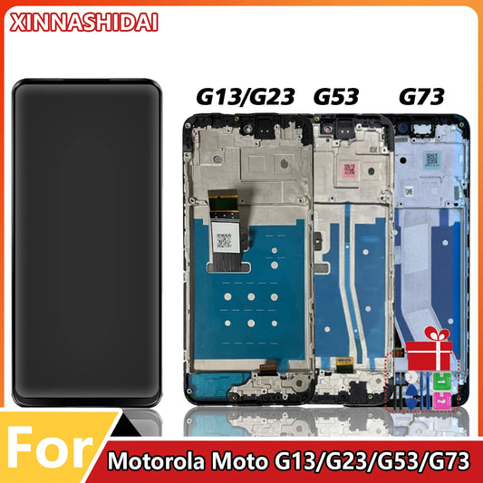 6.5" LCD For Motorola Moto G13 G23 G53 G73 XT2335-2 LCD Display Touch Screen Digitizer Replacement With Frame