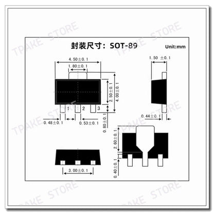 Transistor NPN Alta Corriente SS8050 (Y1) SMD SOT-89 25V 1.5A - Lote 10 Piezas