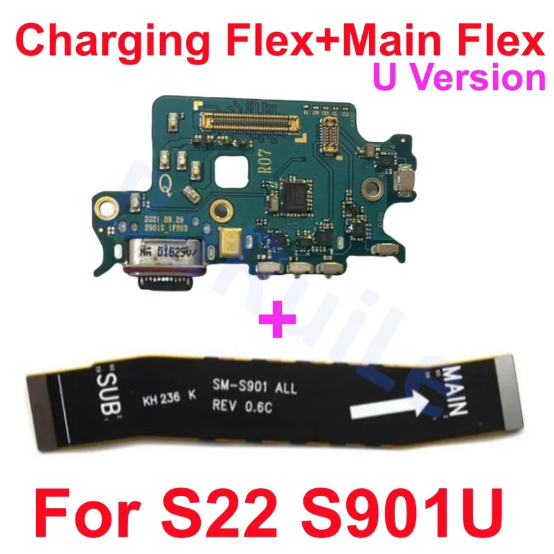 Puerto de carga flexible para Samsung S23 S22 Plus Ultra S901B S901U S906U S908B S S911B S916U S918B placa base conectar Cable USB principal