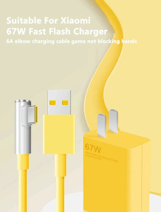 Cargador Rápido 67W USB A a Tipo C con Cable para Xiaomi 11-14 Pro/Ultra/Lite / Redmi Note 12