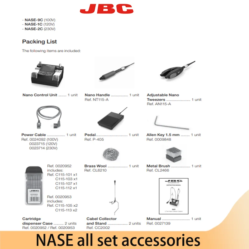 JBC NASE NANE 2-Tool Nano Rework Station including C115 Soldering iron tips  NT115-A Handle Repair Tool soldering iron kit
