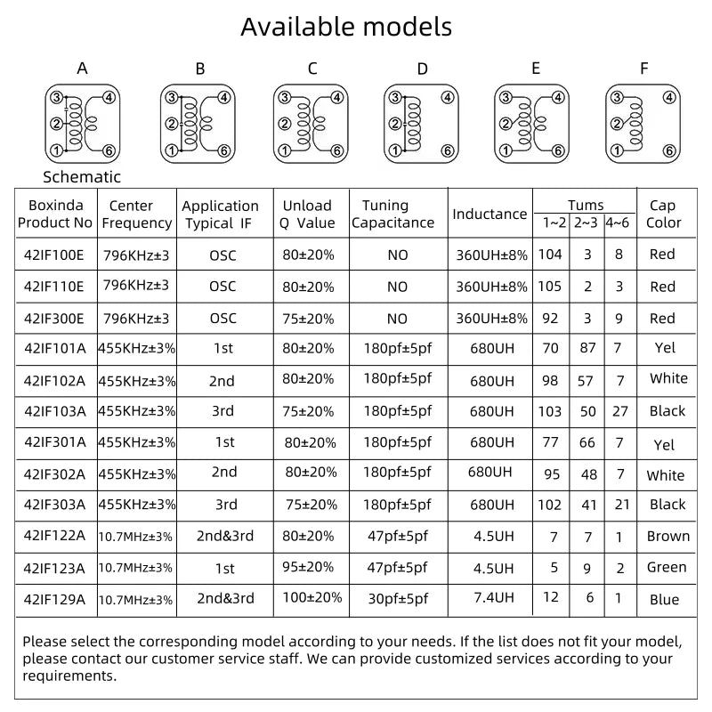 Transformador FI / Bobina Osciladora Serie 42IF para Radio AM/FM (455kHz / 10.7MHz)