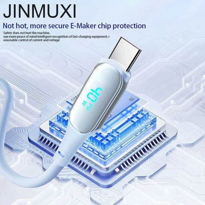 Cable Carga Rápida PD 140W USB-C a USB-C con Pantalla Digital para iPhone 15/16, Samsung S22/S23, Xiaomi, Huawei, POCO