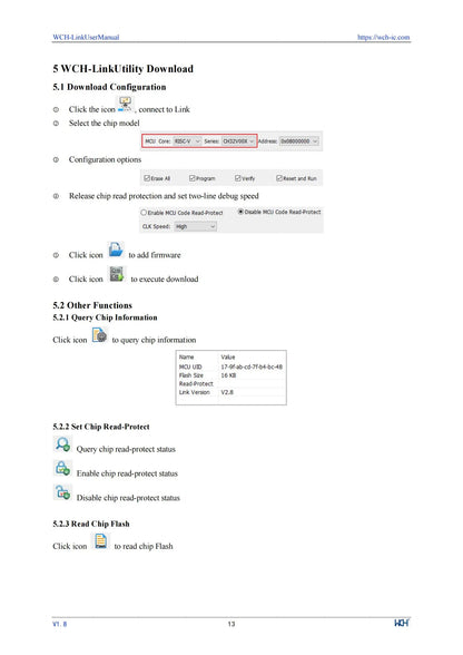 Adaptador Debugger/Descarga Online WCH LinkE (Soporta WCH RISC-V MCU / ARM SWD, USB a Serial)