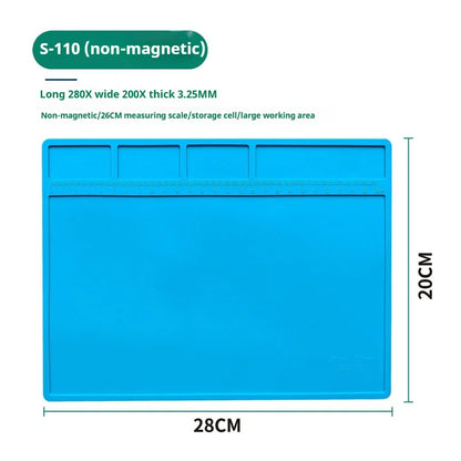 Alfombrilla Silicona Multifuncional Gruesa Magnética Antiestática Resistente Temperatura para Reparación Electrónica/Placa Base IC