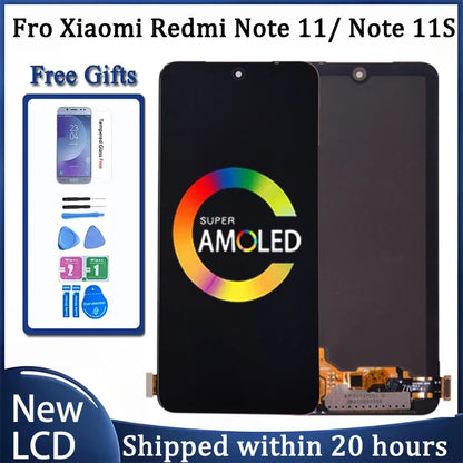 For Xiaomi Redmi Note 11 LCD Display Note 11 2201117TG Screen Touch Glass Digitizer For Redmi Note 11S LCD With Frame