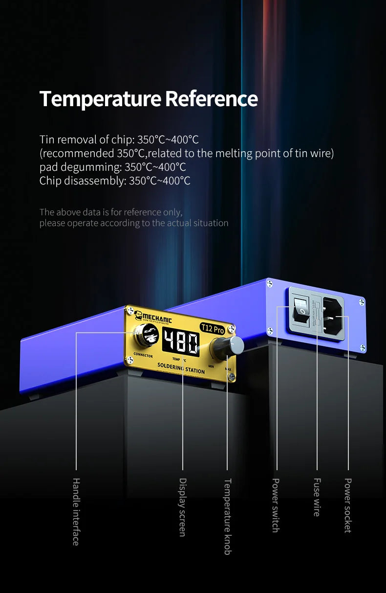 MECHANIC T12 Pro Soldering Station - Intelligent LED Digital Display Anti-Static Thermostat Heating Repair Welding Tool