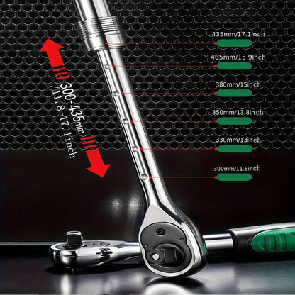 Juego Llaves Vaso Tubo con Ratchet (1/4", 3/8", 1/2") Herramientas Mano para Reparación Auto/Mecánica