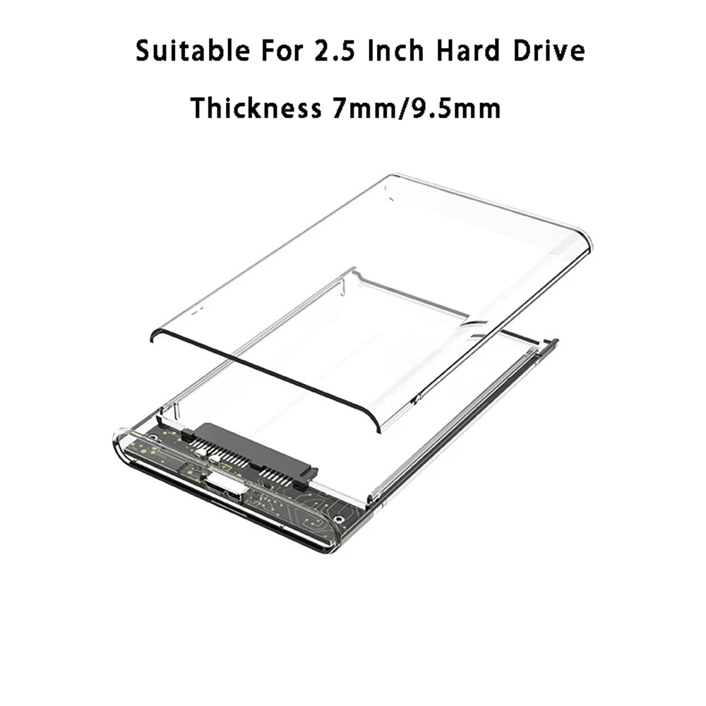 Carcasa Externa USB 3.0 para Disco Duro HDD/SSD SATA 2.5" (5Gbps) Caja Portátil Harddisk Cable Incluido