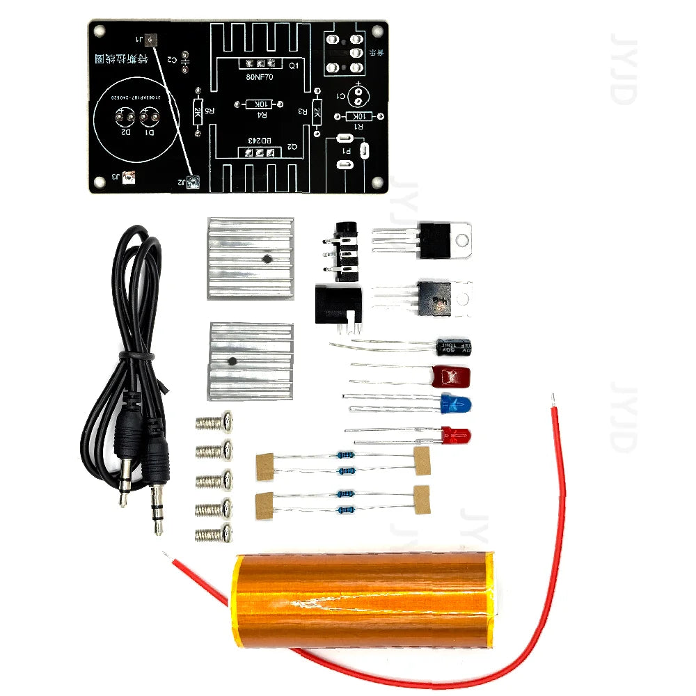 Kit DIY Mini Bobina Tesla Musical 15W (15-24V DC) - Parlante Plasma y Transmisión Inalámbrica (1 Set)