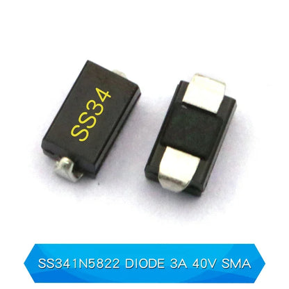 Diodo Schottky SMD (SS12/SS14/SS24/SS26/SS34/SS36/SS54/SS110/SS2200, SMA) (20 Unidades)