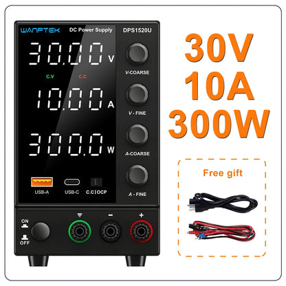 Fuente de Poder Laboratorio WANPTEK DC Ajustable 30V/60V/120V Regulador Voltaje Preajuste V/A (Input 110V/220V)