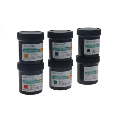 Tinta Máscara Soldadura Fotosensible UV DSUNYK (100g) para Placa Circuito PCB BGA (Previene Corrosión/Arcos)