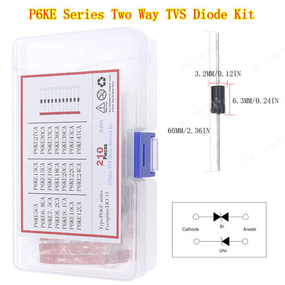 Kit Surtido Diodos (Rectificador/Zener/Schottky/Switching) DIP/SMD (1N4148, 1N4007, 1N5819, etc.)