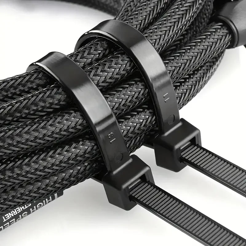 Amarras Plásticas Nylon Negras Alta Resistencia (Tamaños 4"/6"/8"/10"/12") Usos Versátiles (500 Piezas)