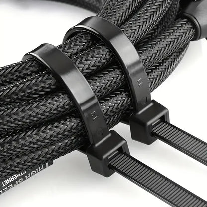 Amarras Plásticas Nylon Negras Alta Resistencia (Tamaños 4"/6"/8"/10"/12") Usos Versátiles (500 Piezas)
