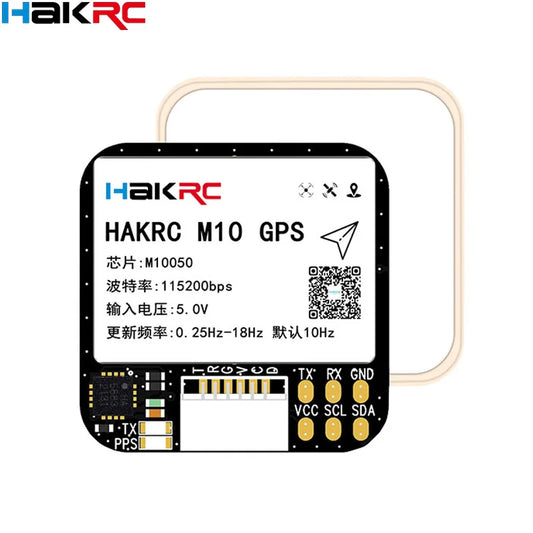 Módulo GPS HAKRC M10 (5V, 25x25mm) con Compás QMC5883 (Doble Protocolo) para Aviones RC FPV Largo Alcance