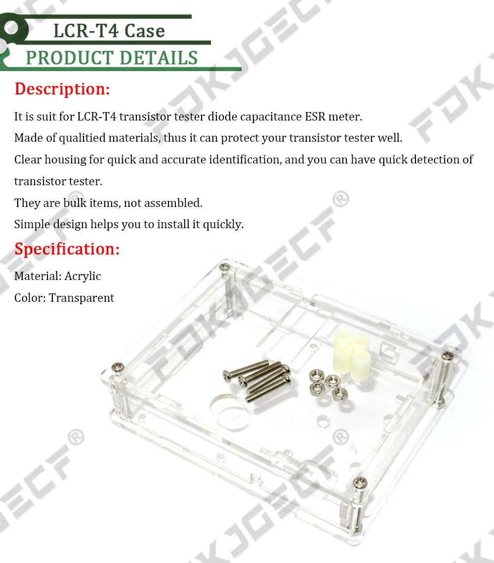 Tester Transistor LCR-T4 (Nuevo, Alta Calidad) - Medidor ESR, Diodo, Triodo, Capacitancia, SCR, Inductancia (con Case)