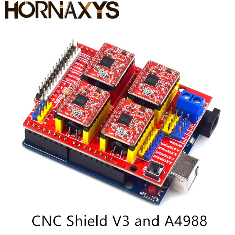 Placa Expansión CNC Shield V4/V3 para Máquina Grabado/Impresora 3D (Driver A4988) Arduino DIY Kit