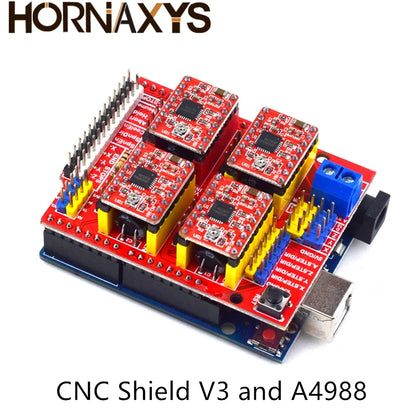 Placa Expansión CNC Shield V4/V3 para Máquina Grabado/Impresora 3D (Driver A4988) Arduino DIY Kit