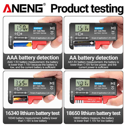 Probador Baterías Digital ANENG BT-168 PRO (Analizador Carga Capacidad) Universal para 9V/AAA/AA/Pila Botón
