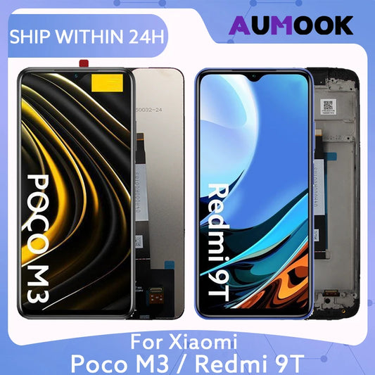 6.53" LCD Display For Xiaomi Poco M3 Redmi 9T LCD Touch Screen Digitizer Assembly With Frame M2010J19CG Replacement Repair Parts