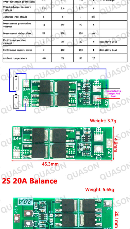2S 3A 4A 5A 8A 10A 13A 20A 7.4V 8.4V Li-ion 18650 Lithium battery protection board / BMS board Standard / Balance