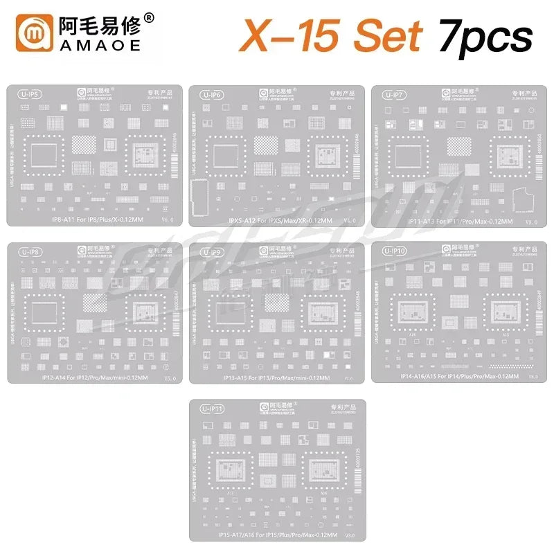 QIANLI MEGA-IDEA Black BGA Reballing Stencil Multifunction Universal Net for iPhone 6-16 Pro Max Planting Tin Steel Mesh tools