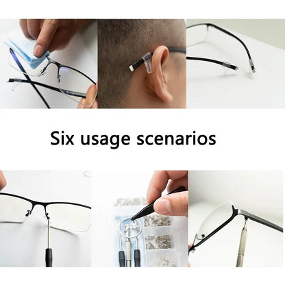 Kit Reparación Gafas/Lentes Sol (Destornillador, Tornillos, Tuercas, Almohadillas Nariz) Partes Ópticas Surtidas