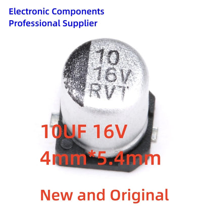 Capacitor Electrolítico Aluminio SMD (10uF, 16V, 4x5.4mm) - Pack 50/100 Unidades
