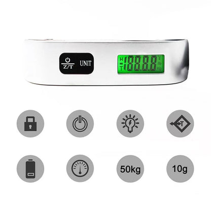 Balanza Portátil Digital LCD (110lb/50kg) Electrónica Colgante para Equipaje/Maleta Viaje (Herramienta Peso Bolsa)