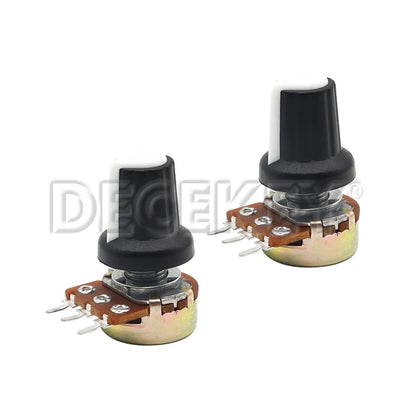 5 Sets WH148 1K 10K 20K 50K 100K 500K Ohm 15mm 3 Pin Linear Taper Rotary Potentiometer Resistor for Arduino with AG2 White cap