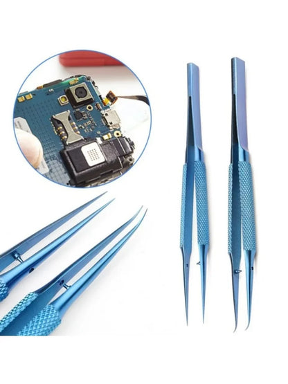 Pinzas Precisión Aleación Titanio Antimagnéticas Profesionales para Reparación Huella Digital/Línea Salto/Placa Base Teléfono