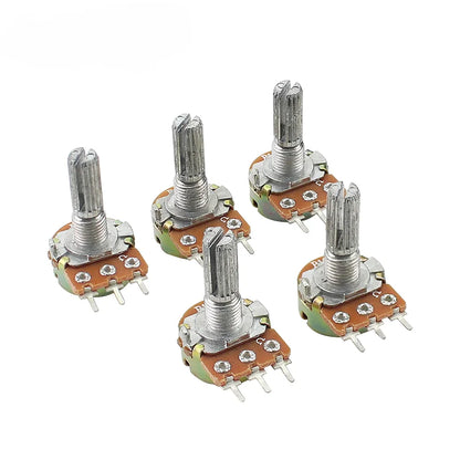 5PCS Linear Potentiometer Kit 20mm 3pin WH148 1K 2K 5K 10K 20K 50K 100K 250K 1M Potentiometers Kit With Nuts And Washers