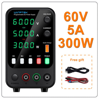 Fuente de Poder Laboratorio WANPTEK DC Ajustable 30V/60V/120V Regulador Voltaje Preajuste V/A (Input 110V/220V)