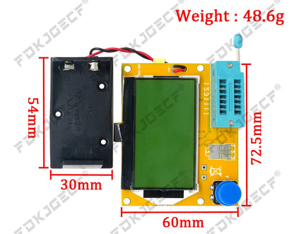 Tester Transistor LCR-T4 - Medidor ESR, Diodo, Triodo, Capacitancia, MOS (Mega328) - (Sin Batería, con Case)