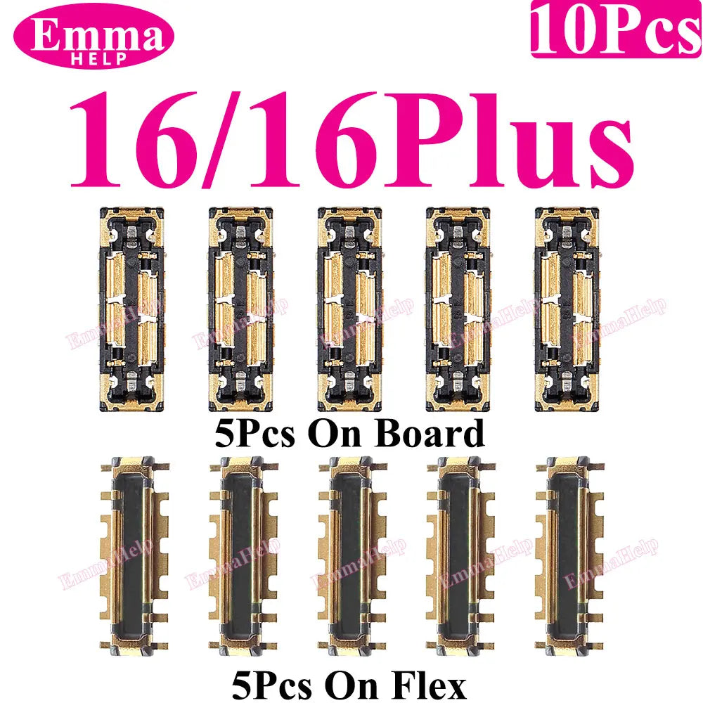 Conector FPC Batería Interno (Clip Placa) para iPhone 8/X/XS/XR/11/12/13/14/15/16 Pro Max/Plus (10 Unidades)