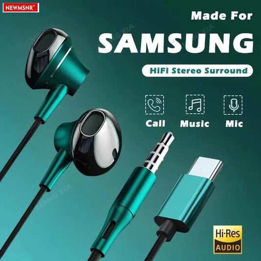 Audífonos Auriculares Tipo C con Cable (HiFi Bajos Estéreo, Control Volumen, Micrófono HD) para iPhone 15/Samsung Galaxy