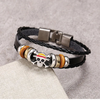 Pulsera Cuero Vintage Anime One Piece (Accesorio Juguete Periférico Animación) Regalo Cumpleaños