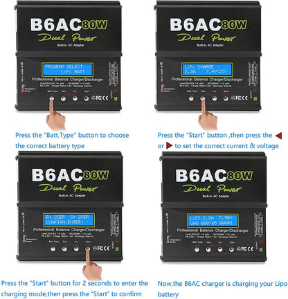 iMAX B6AC 80W 6A Lipo Battery Balance Charger LCD Display Discharger For RC Model Li-ion LiFe Nimh Nicd PB Lipo Battery Charging