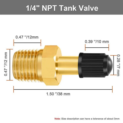 Válvula Llenado Tanque Compresor Aire Latón Anti-Corrosión Schrader (Rosca 1/4 NPT / 1/8 NPT / M10) Núcleo Válvula Neumático Auto