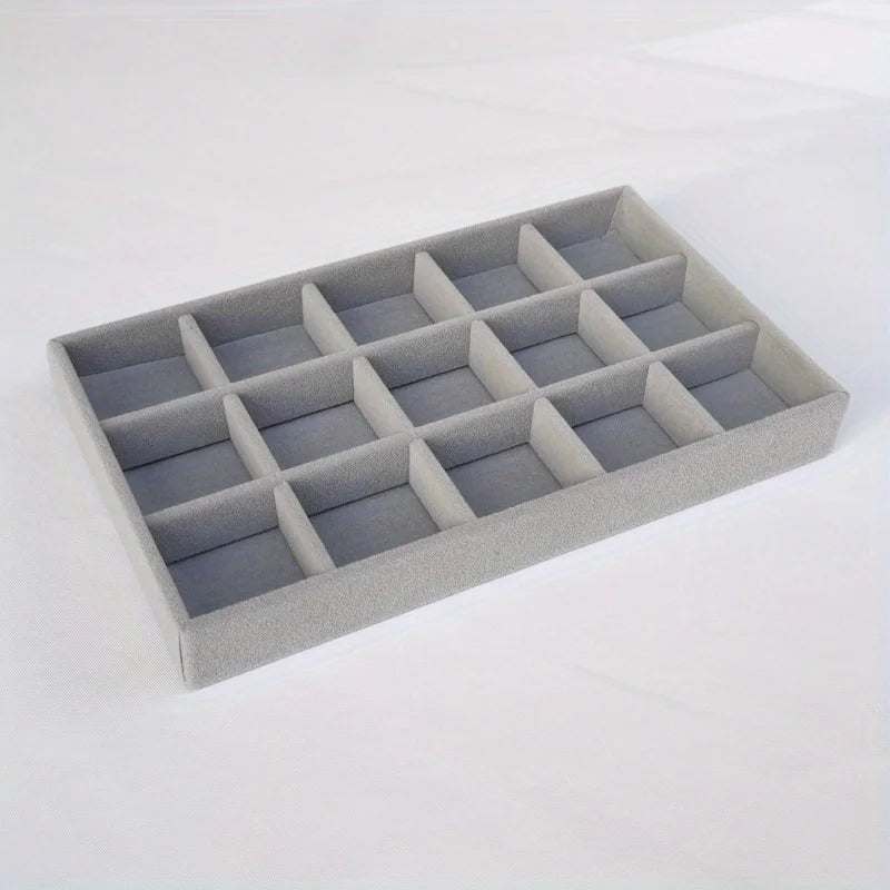 Bandeja Exhibidora Terciopelo para Joyería (Soporte Anillos/Pendientes/Collares Portátil) Caja Organizadora Almacenamiento