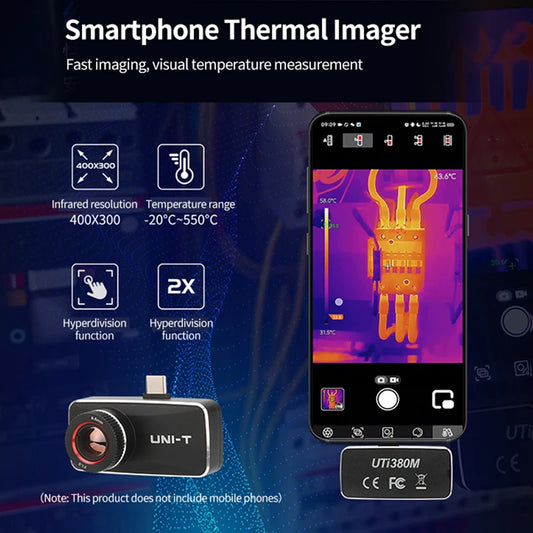 Cámara Térmica UNI-T UTi380M para Android - Termógrafo 400x300 Píxeles, Enfoque Manual, Test Fallo Circuito PCB