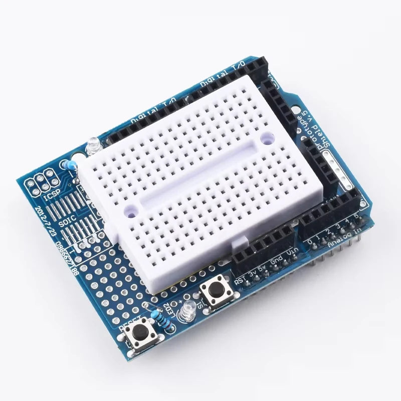 Placa Desarrollo UNO R3 (ATMEGA328P, CH340/ATEGA16U2) compatible Arduino con Cable + Placa Expansión Proto Shield R3/R4
